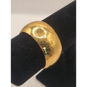 Monet Gold Tone Hammered Finish Wide Cuff Bracelet